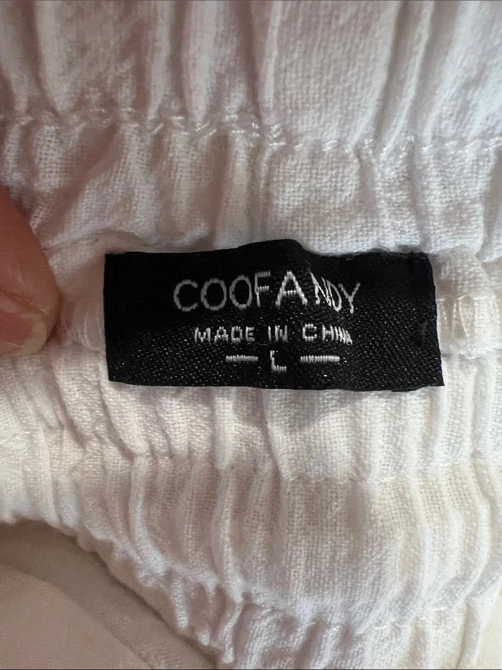 COOFANDY cotton harem joggers, baggy white pants, size large